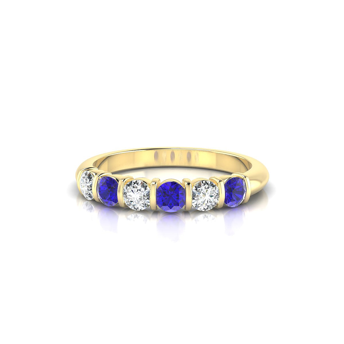 Unique | 18k Yellow Gold 3 mm Round Tanzanite Ring