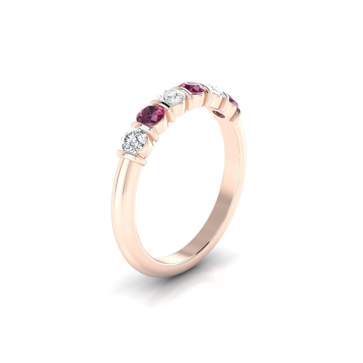 Unique | 18k Rose Gold 3 mm Round Rhodolite Ring
