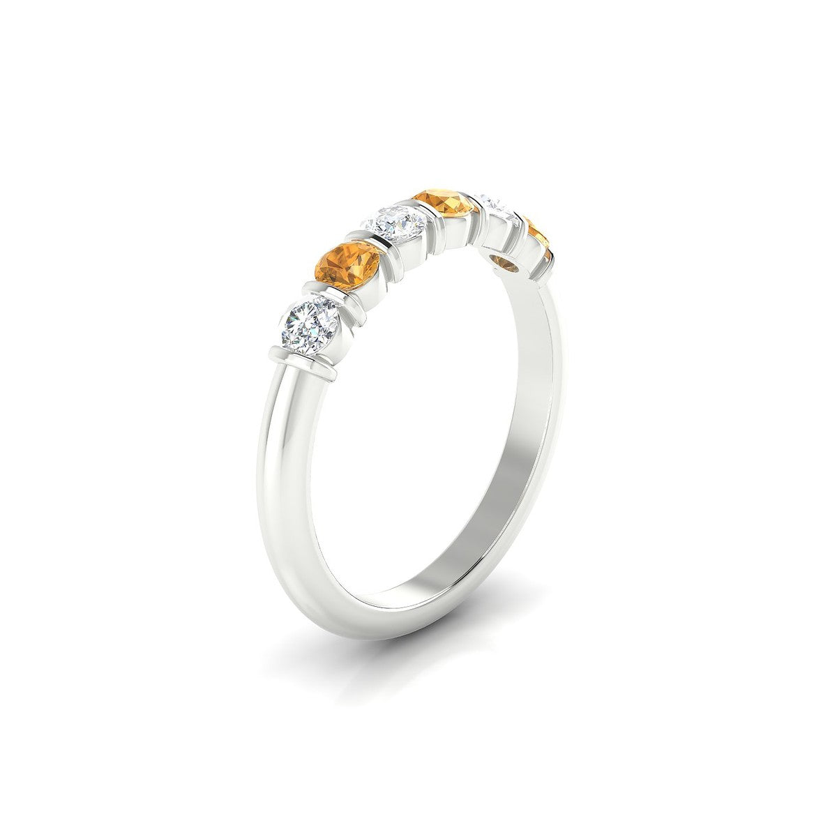 Unique | 18k White Gold 3 mm Round Citrine Ring