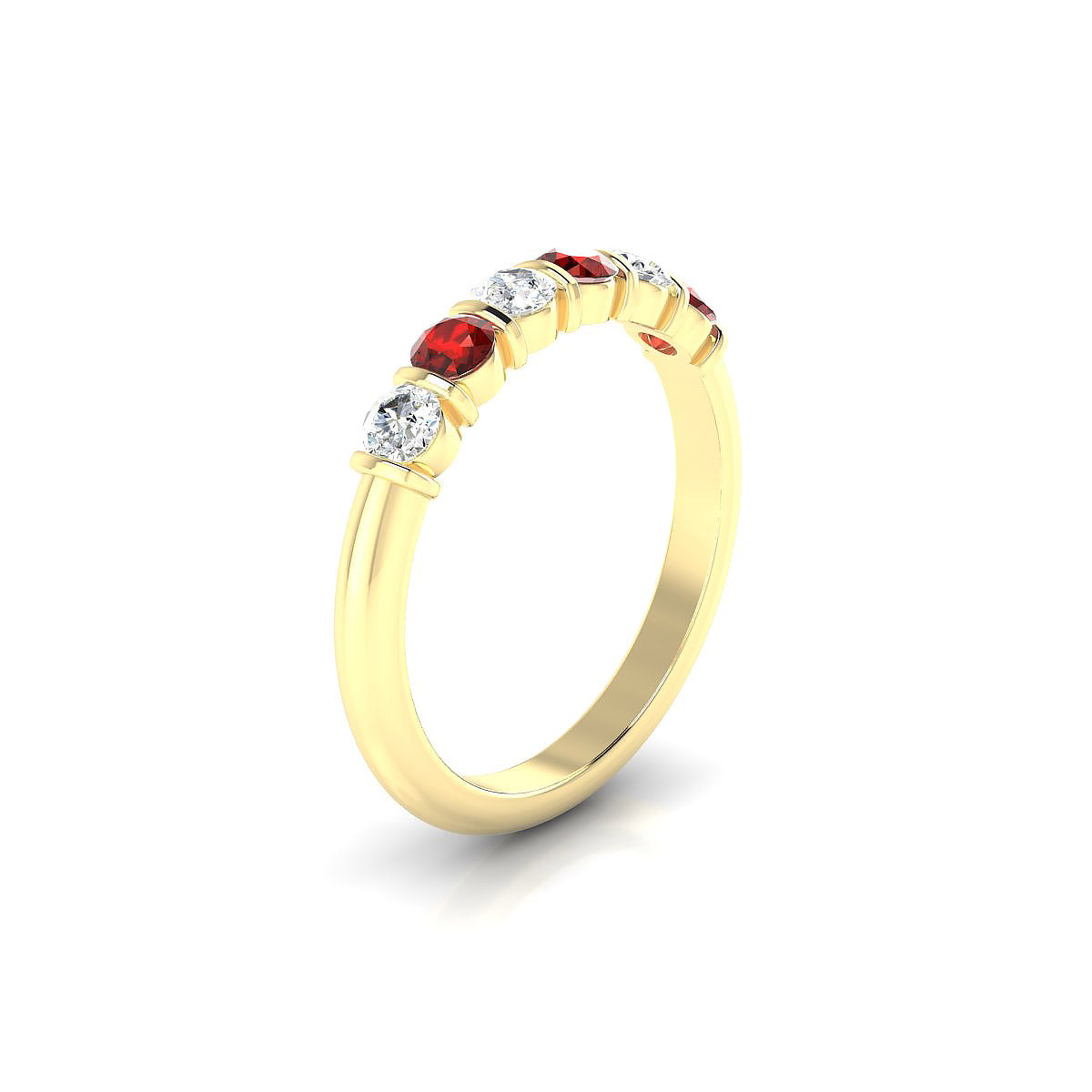 Unique | 18k Yellow Gold 3 mm Round Garnet Ring