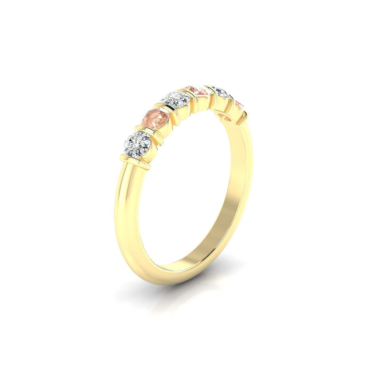 Unique | 18k Yellow Gold 3 mm Round Morganite Ring