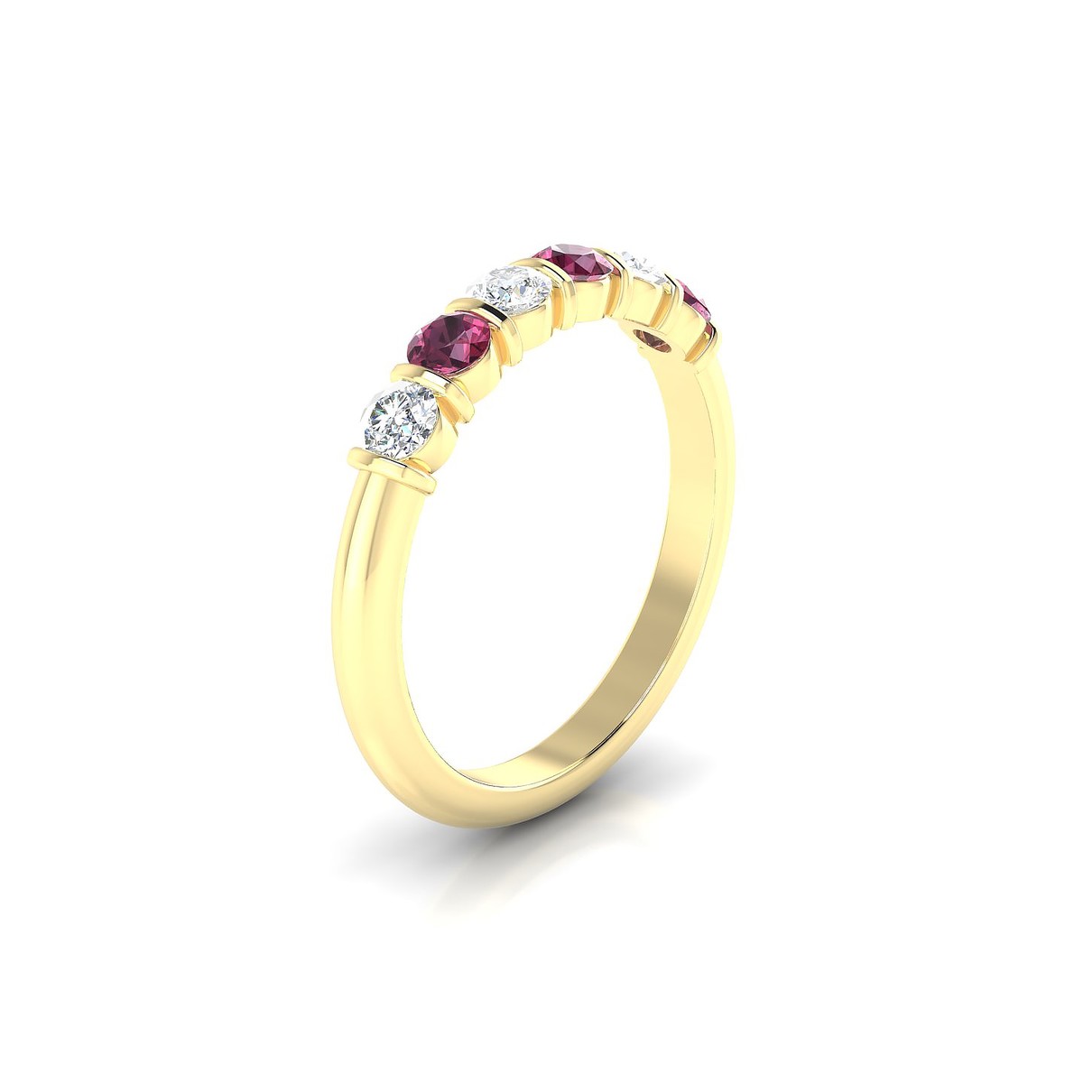 Unique | 18k Yellow Gold 3 mm Round Rhodolite Ring