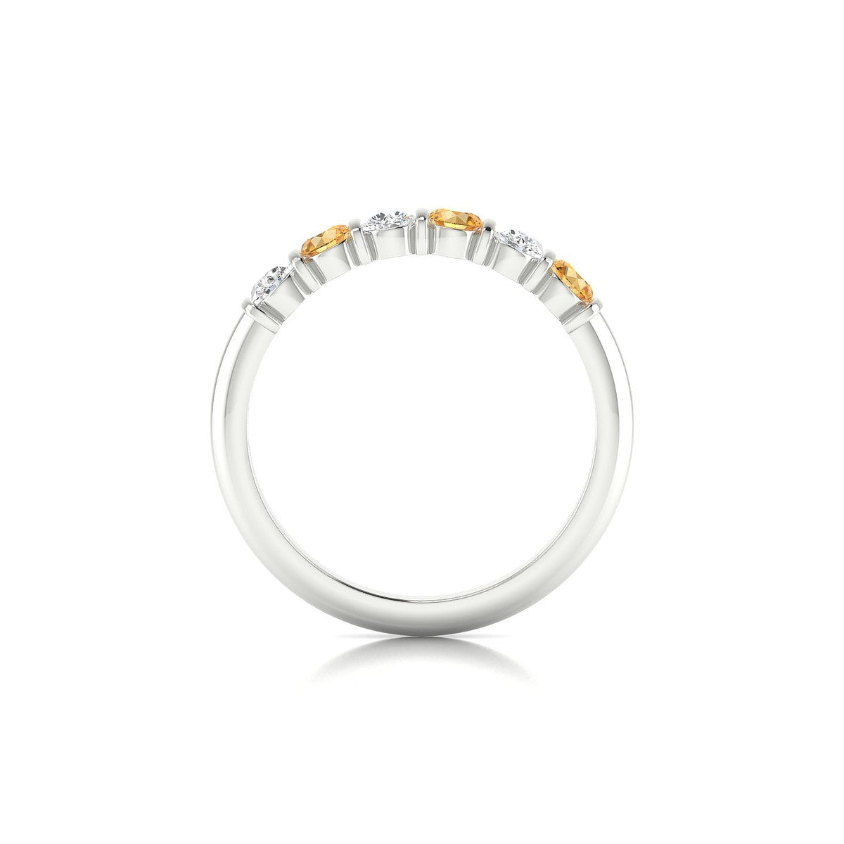 Unique | 18k White Gold 3 mm Round Citrine Ring