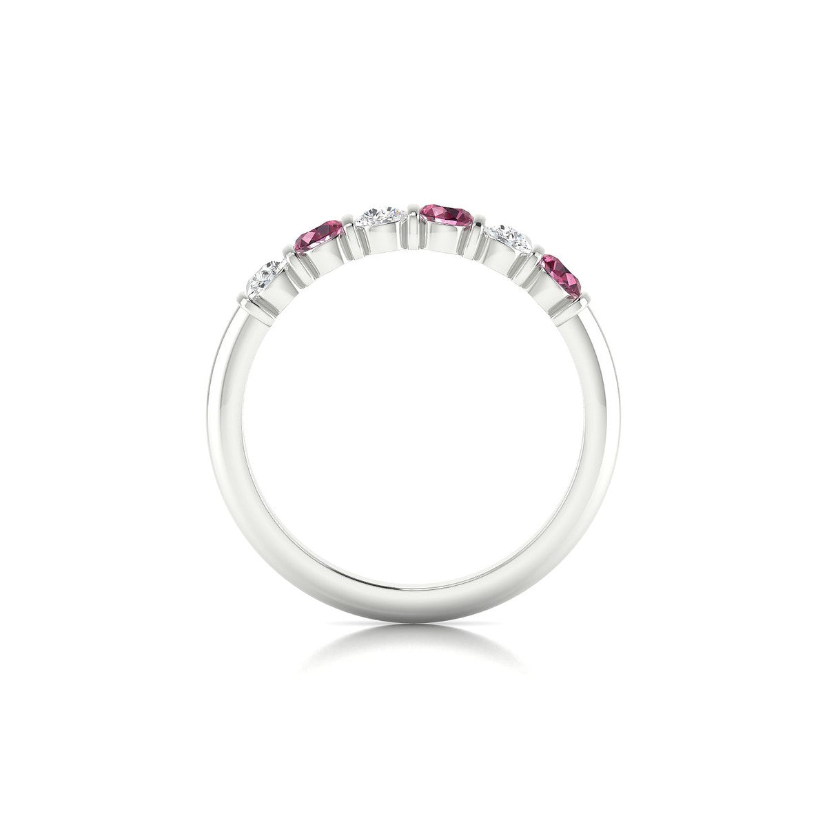 Unique | 18k White Gold 3 mm Round Rhodolite Ring