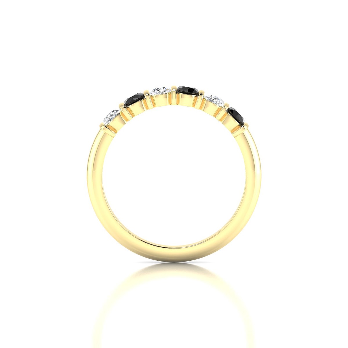 Unique | 18k Yellow Gold 3 mm Round Black Diamond Ring