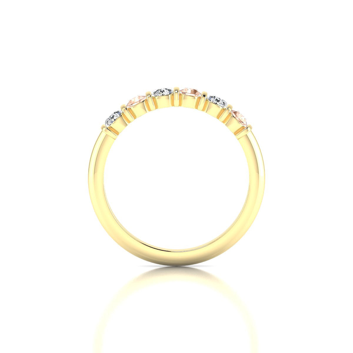 Unique | 18k Yellow Gold 3 mm Round Morganite Ring