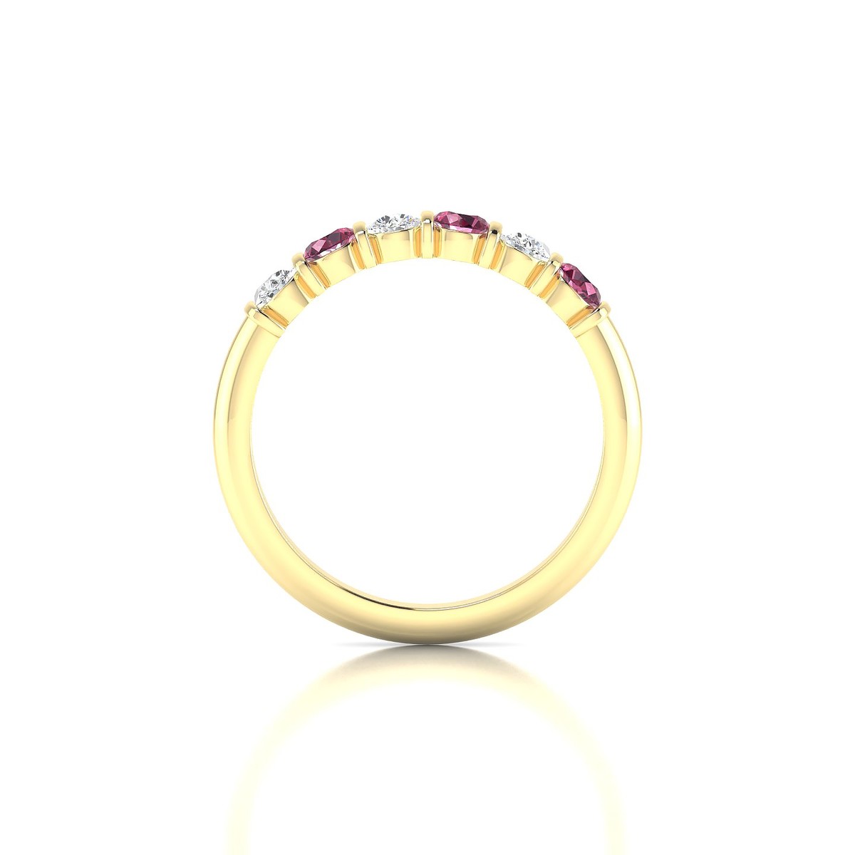 Unique | 18k Yellow Gold 3 mm Round Rhodolite Ring