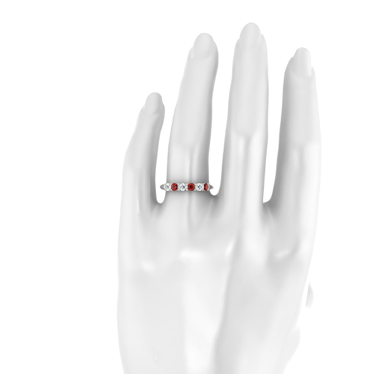Unique | 18k White Gold 3 mm Round Garnet Ring