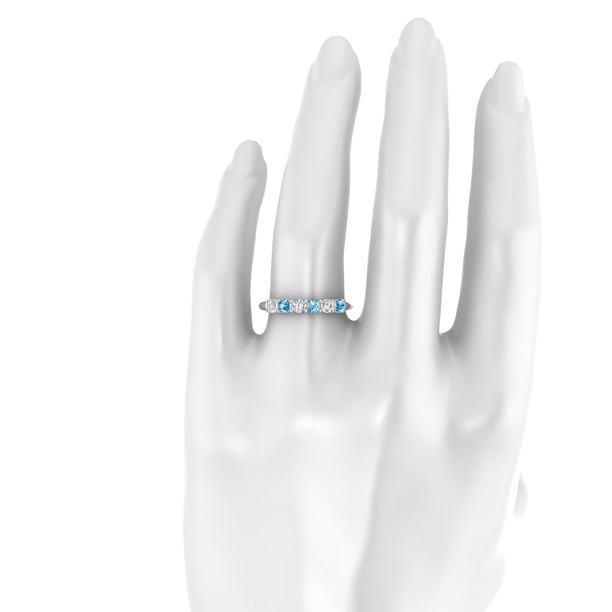 Unique | 18k White Gold 3 mm Round Topaz Ring