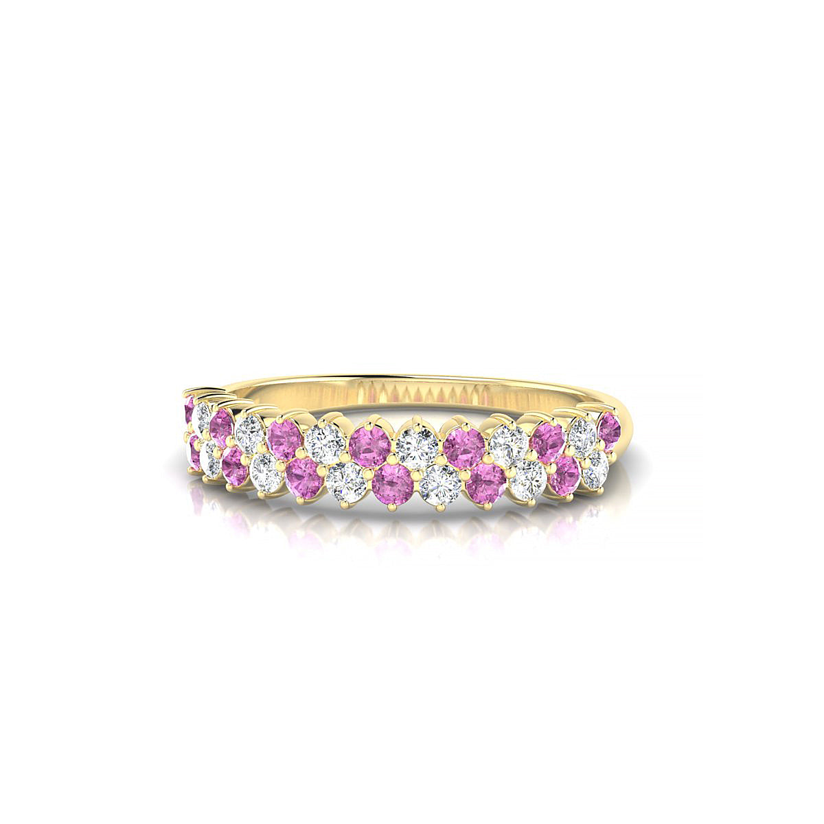 Valentine | 18k Yellow Gold 1.7 mm Round Pink Sapphire Ring