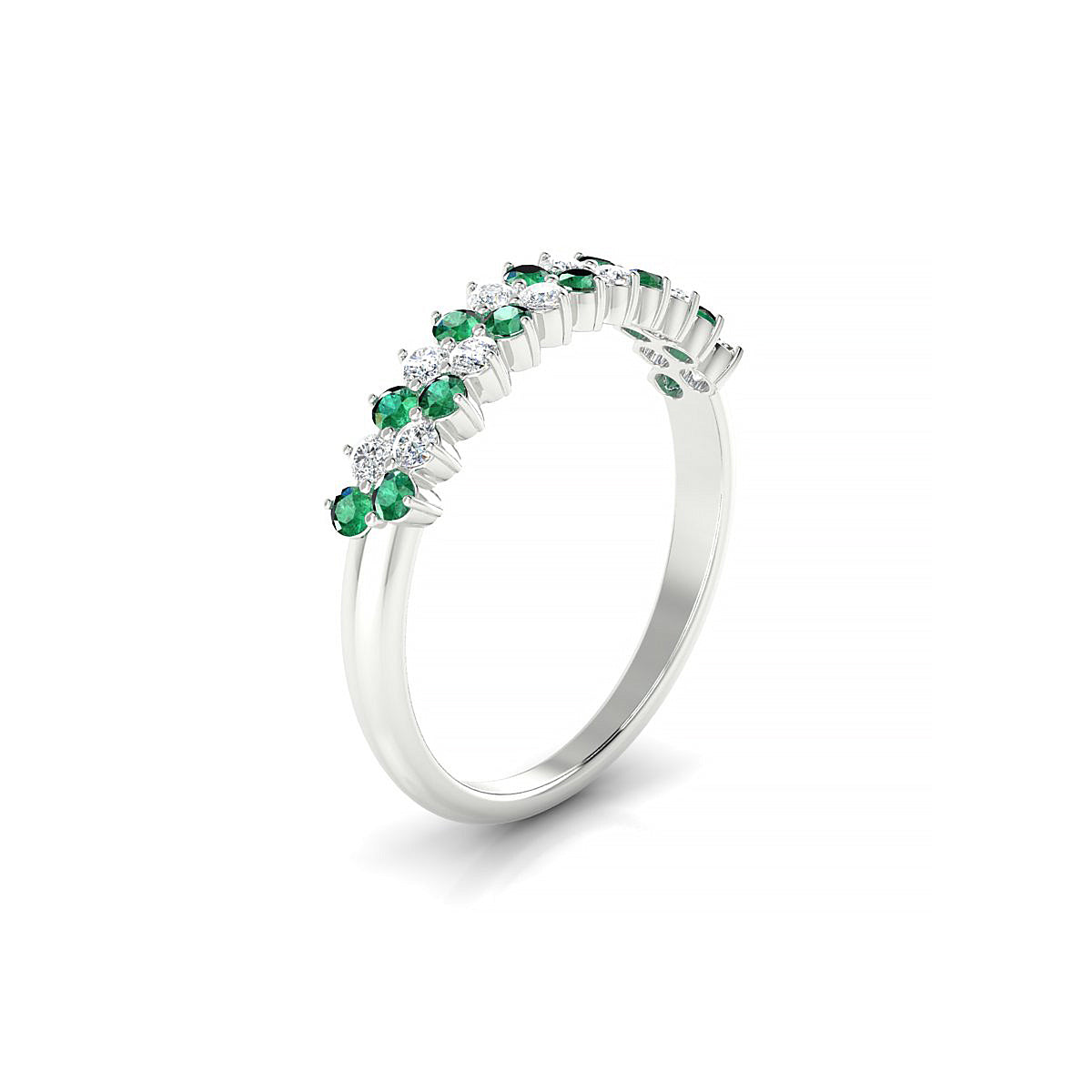 Valentine | 18k White Gold 1.7 mm Round Emerald Ring