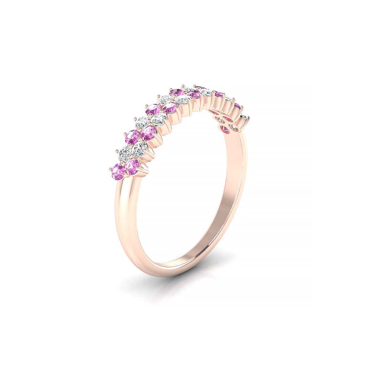 Valentine | 18k Rose Gold 1.7 mm Round Pink Sapphire Ring