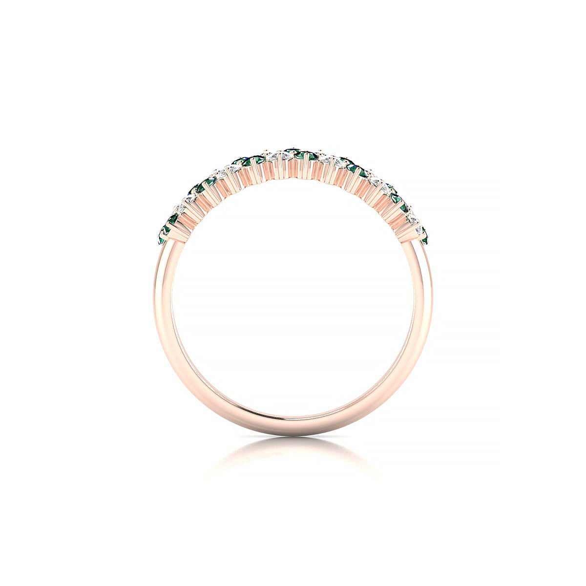 Valentine | 18k Rose Gold 1.7 mm Round Emerald Ring