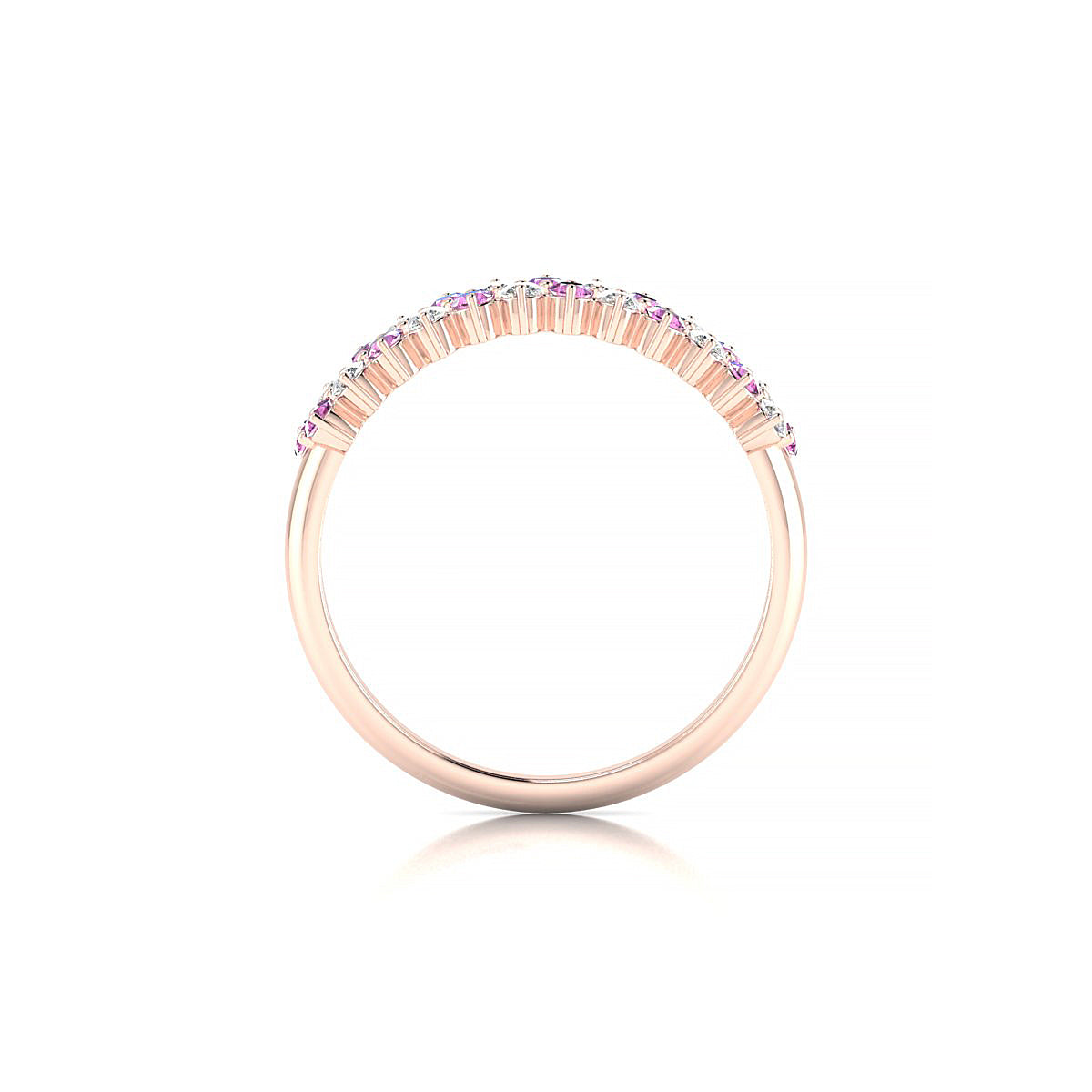 Valentine | 18k Rose Gold 1.7 mm Round Pink Sapphire Ring