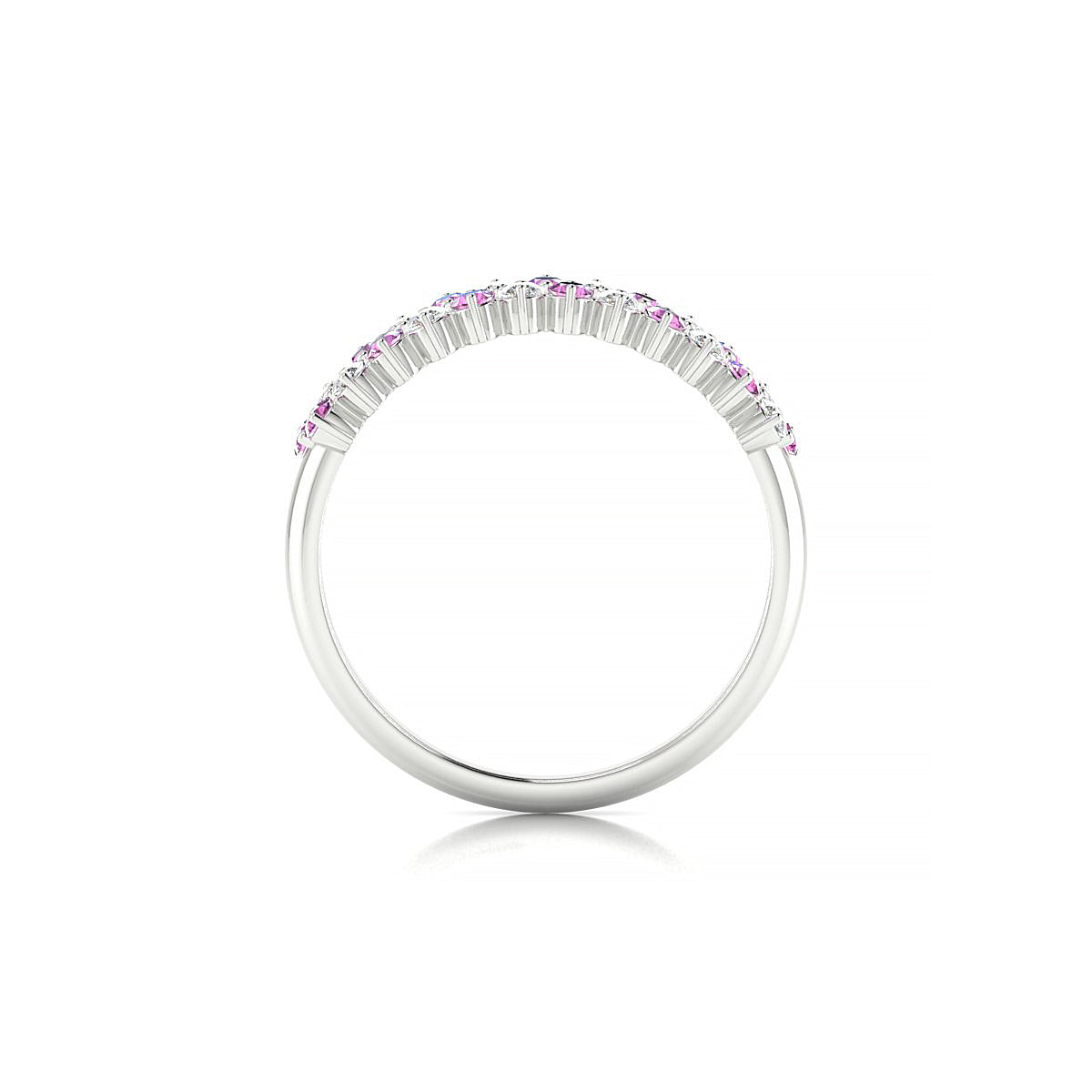 Valentine | 18k White Gold 1.7 mm Round Pink Sapphire Ring