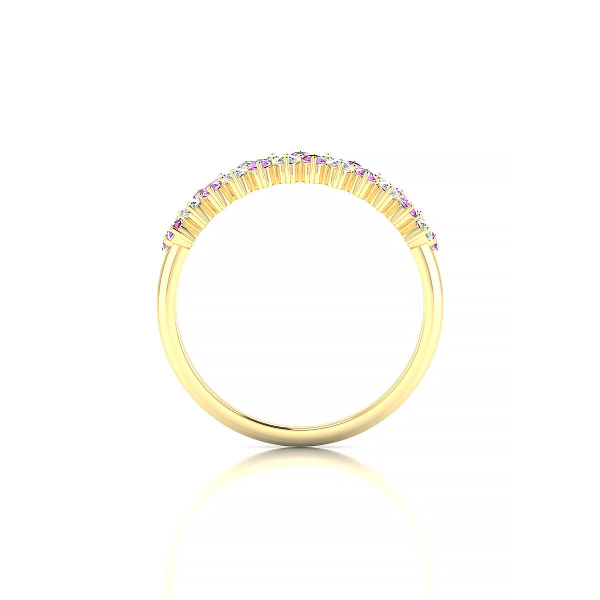 Valentine | 18k Yellow Gold 1.7 mm Round Pink Sapphire Ring