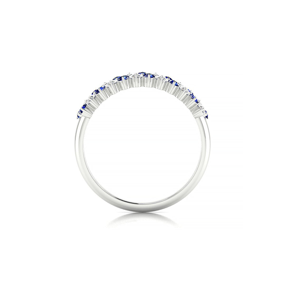 Valentine | 18k White Gold 1.7 mm Round Sapphire Ring