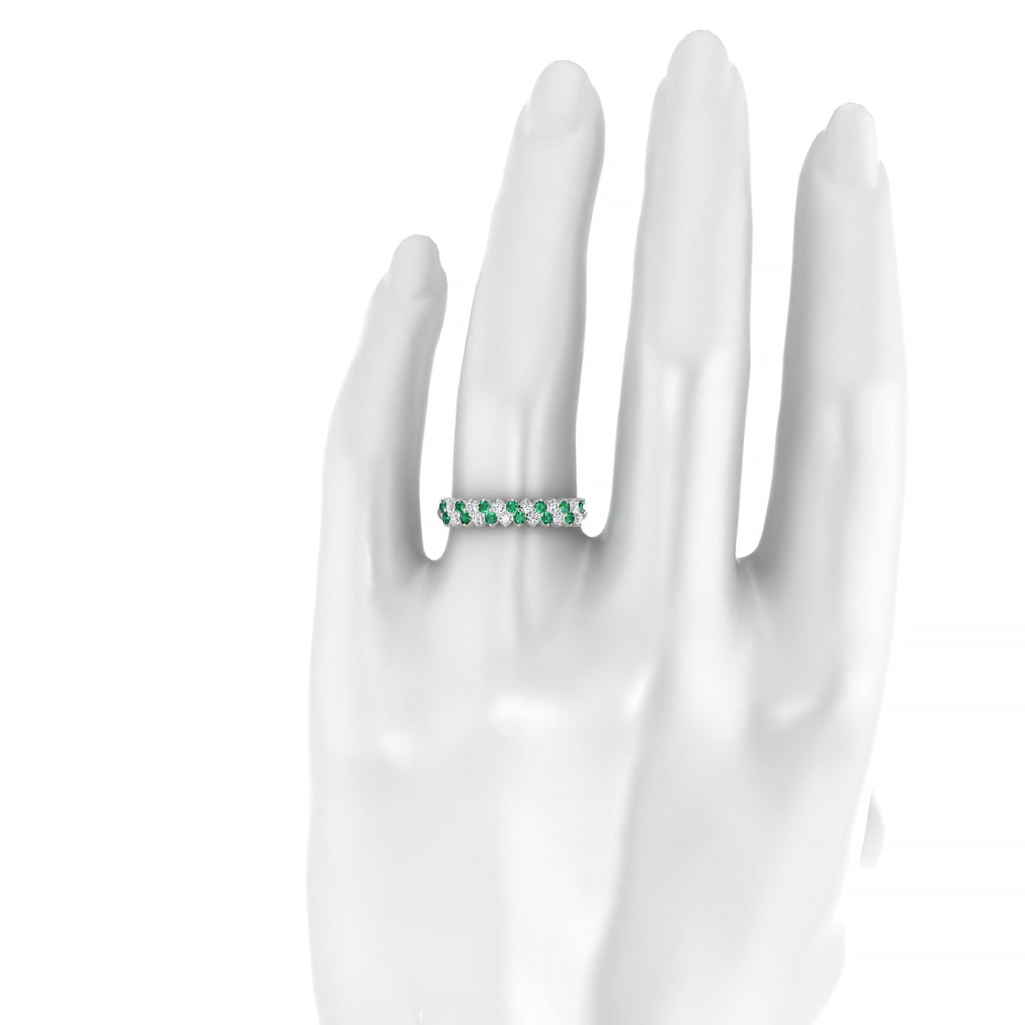 Valentine | 18k White Gold 1.7 mm Round Emerald Ring