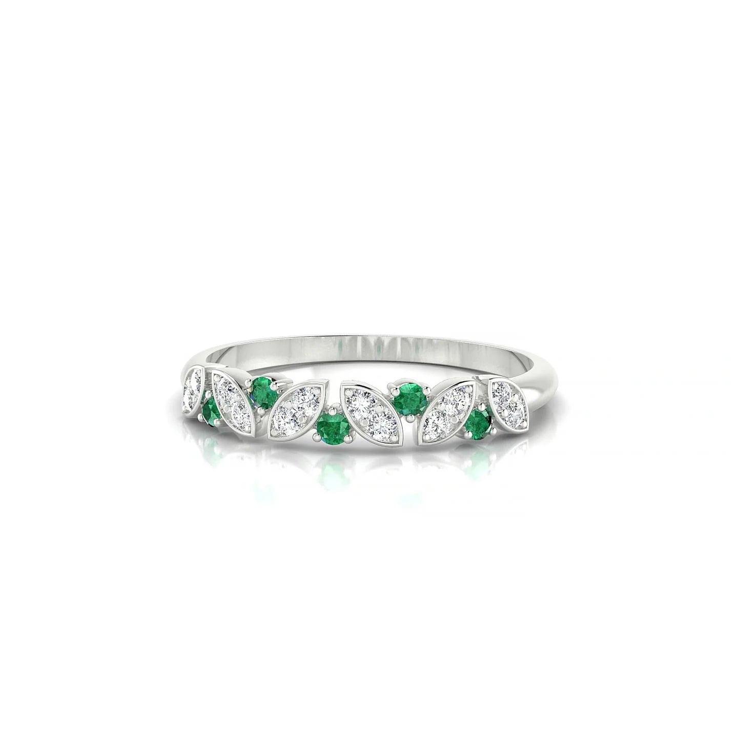 Veil | 18k White Gold 1.5 mm Round Emerald Ring