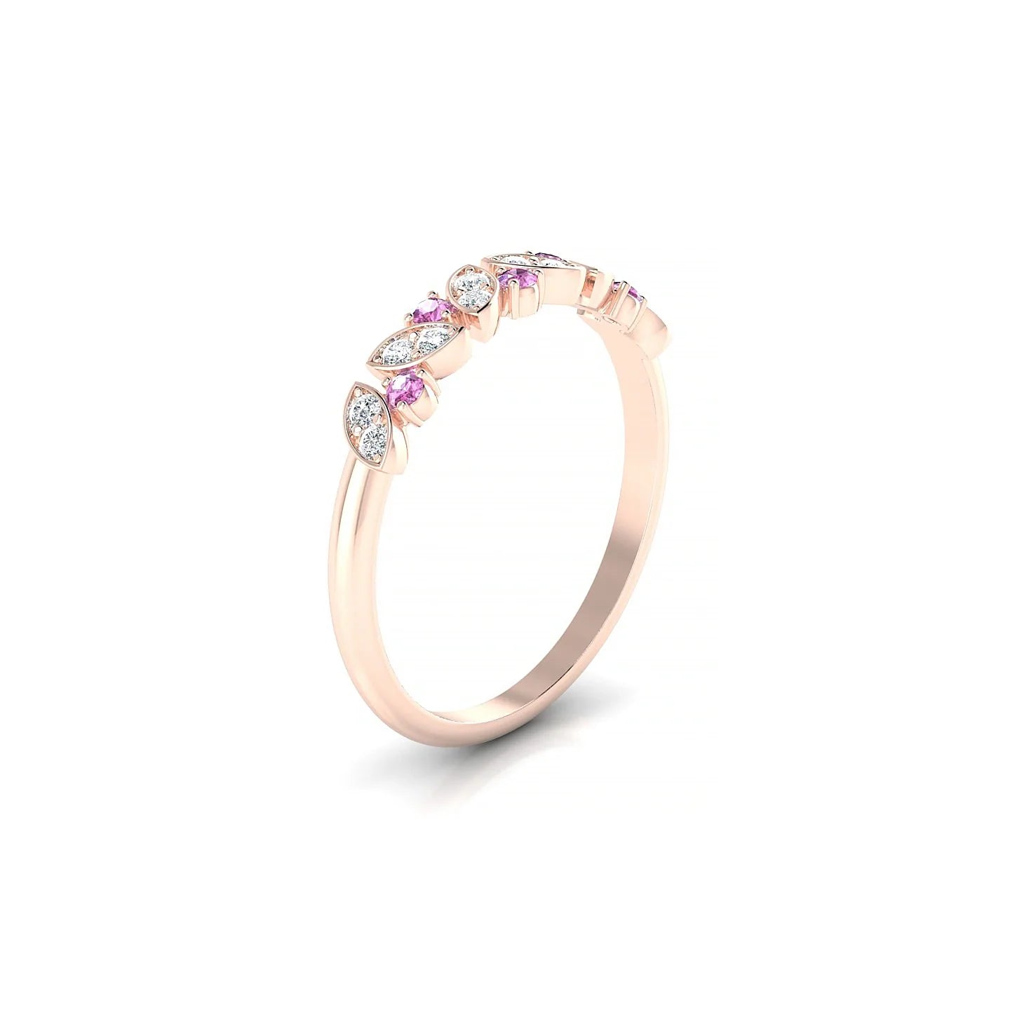 Veil | 18k Rose Gold 1.5 mm Round Pink Sapphire Ring
