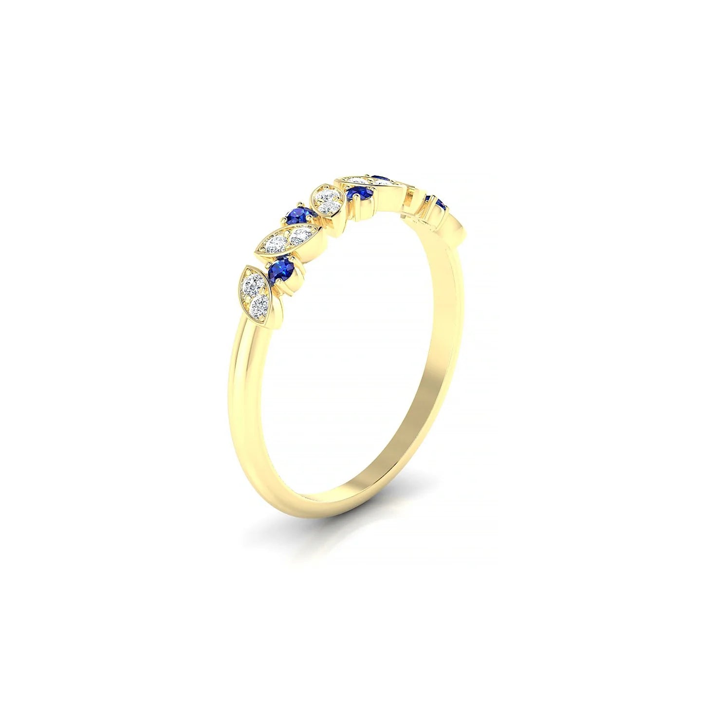 Veil | 18k Yellow Gold 1.5 mm Round Sapphire Ring