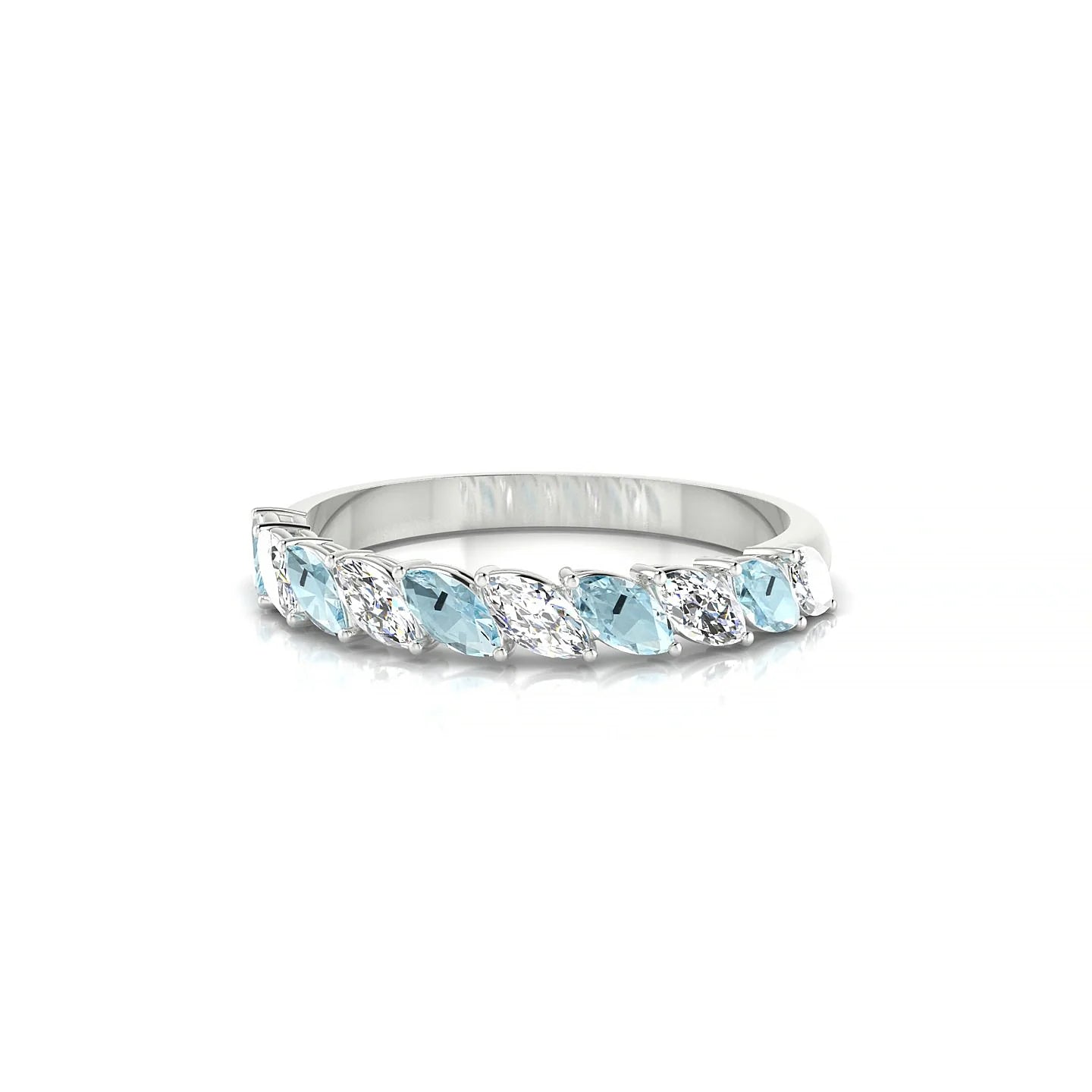 Virtue | 18k White Gold 4 x 2 mm Marquise Aquamarine & Diamond Ring
