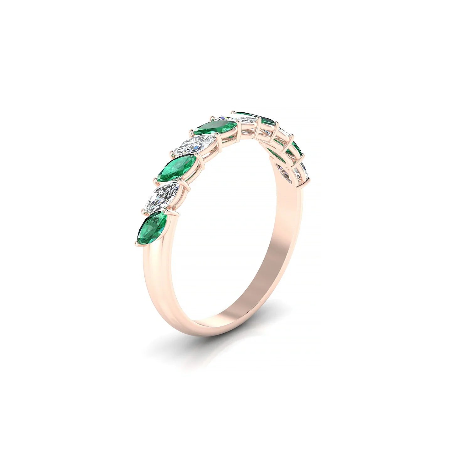 Virtue | 18k Rose Gold 4 x 2 mm Marquise Emerald & Diamond Ring