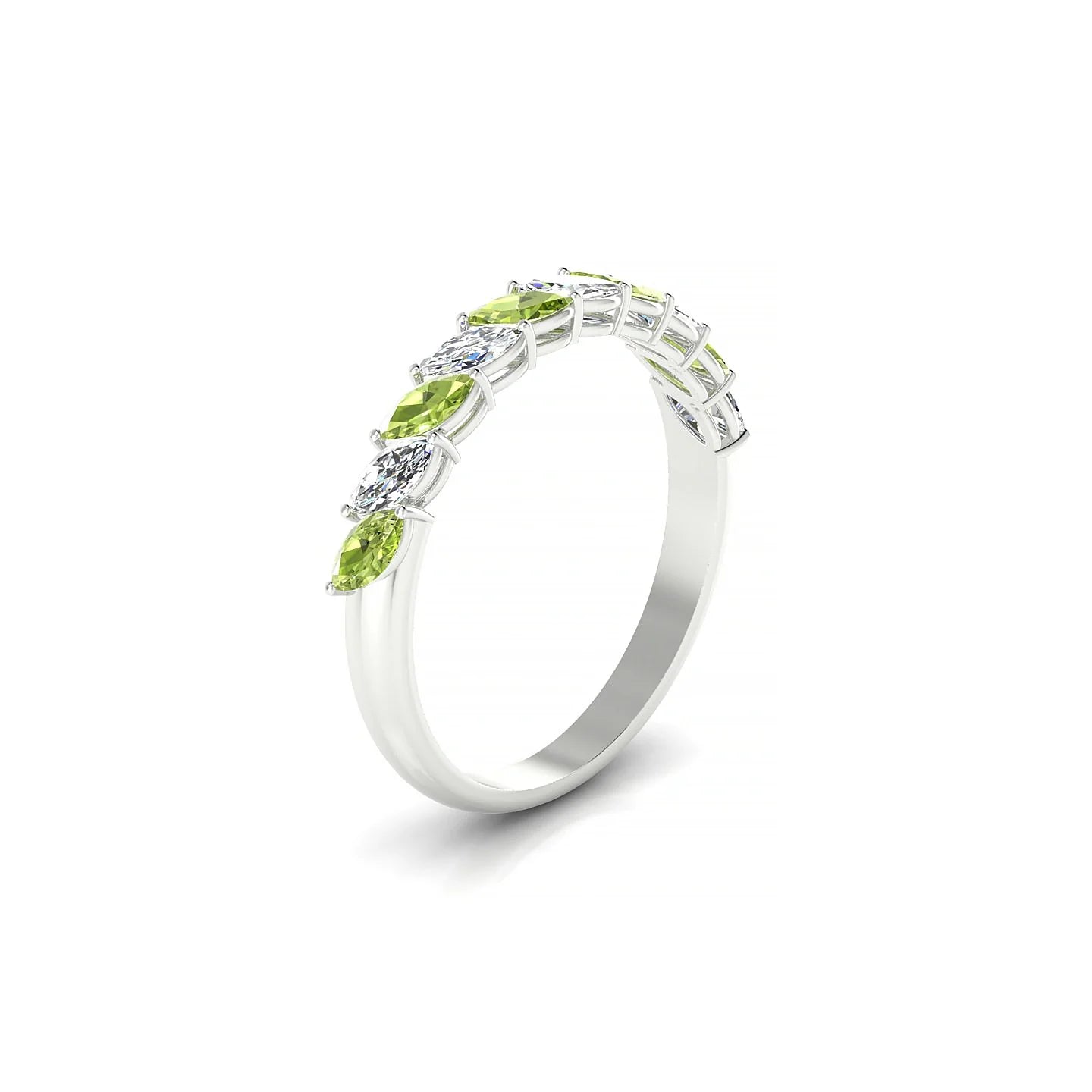 Virtue | 18k White Gold 4 x 2 mm Marquise Peridot & Diamond Ring