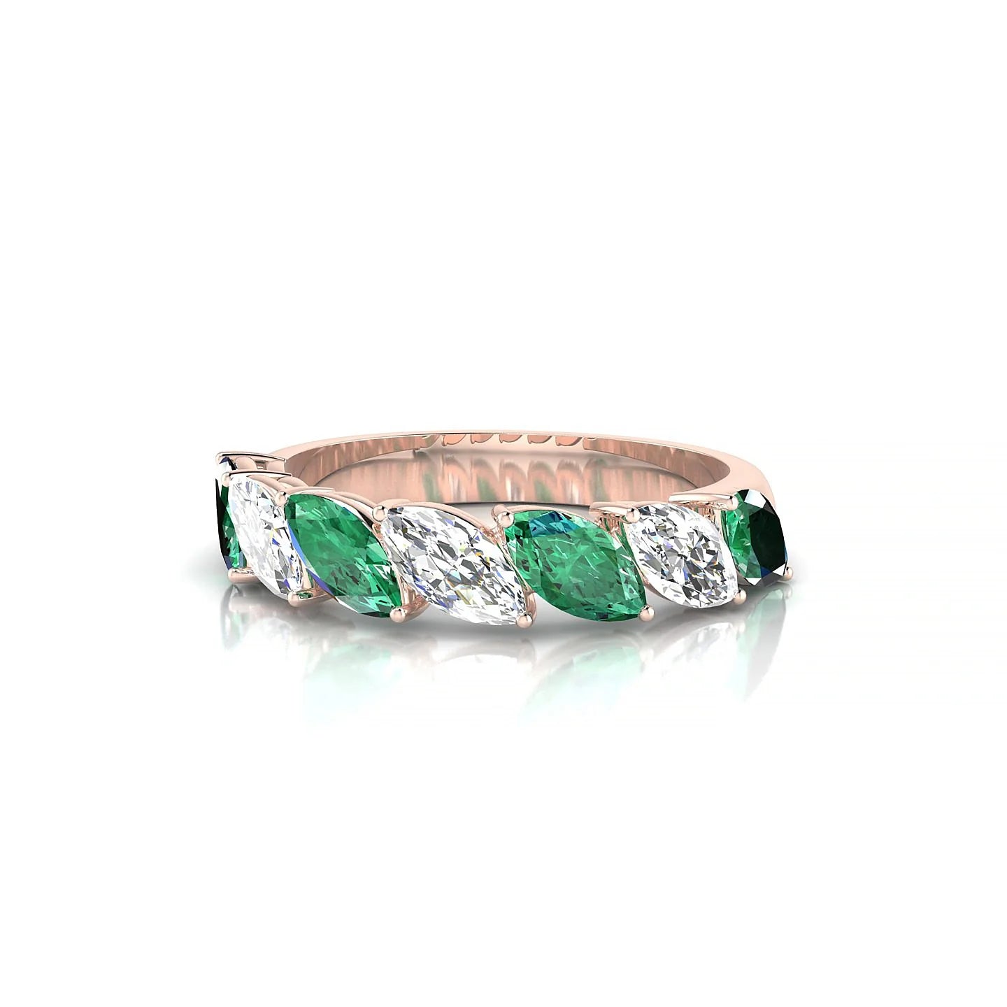 Virtue | 18k Rose Gold 6 x 3 mm Marquise Emerald & Diamond Ring