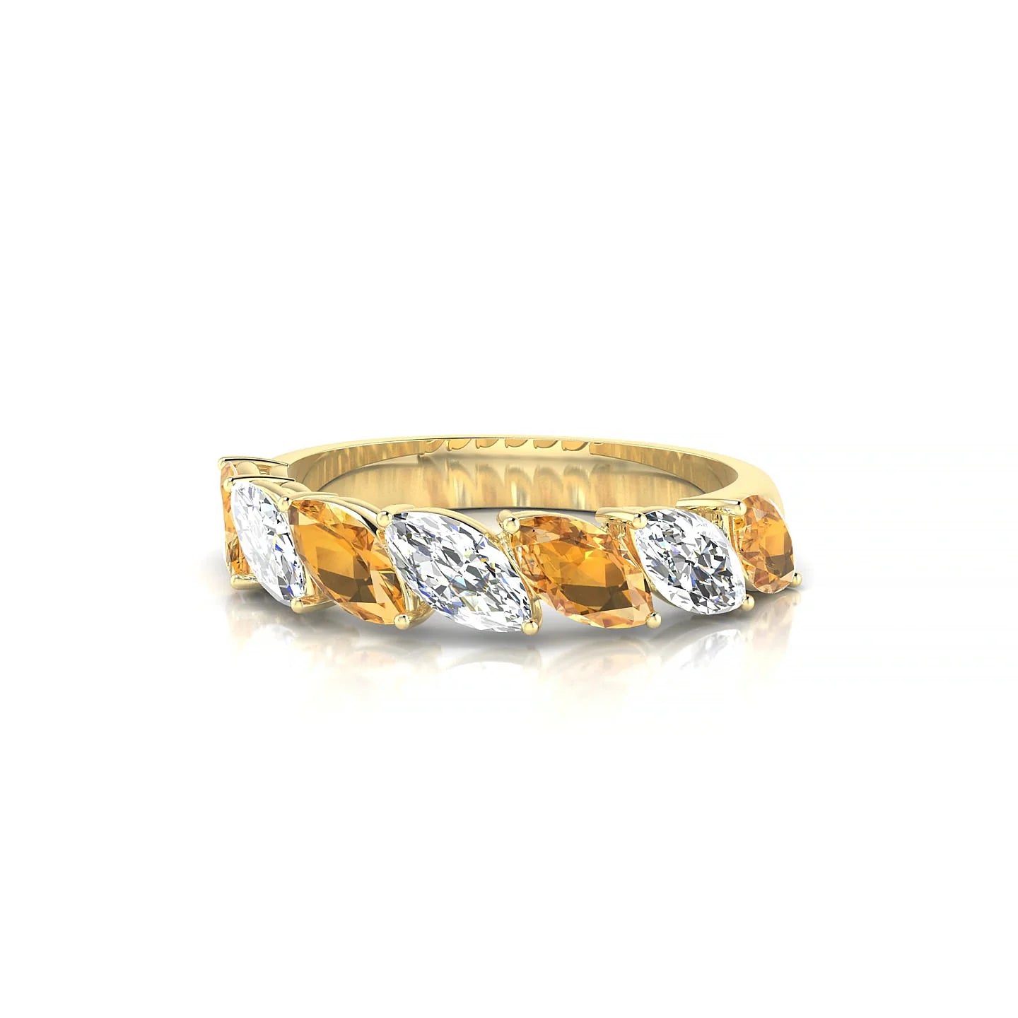 Virtue | 18k Yellow Gold 6 x 3 mm Marquise Citrine & Diamond Ring