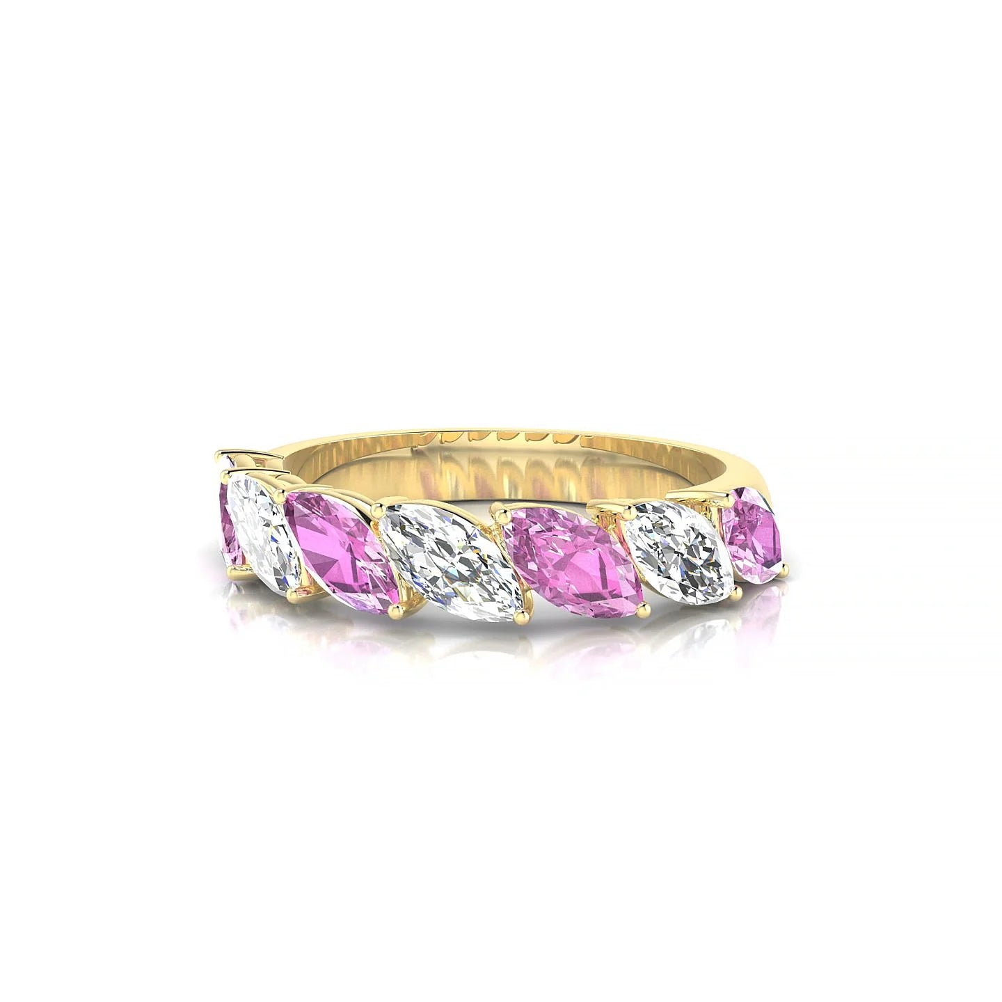 Virtue | 18k Yellow Gold 6 x 3 mm Marquise Pink Sapphire & Diamond Ring