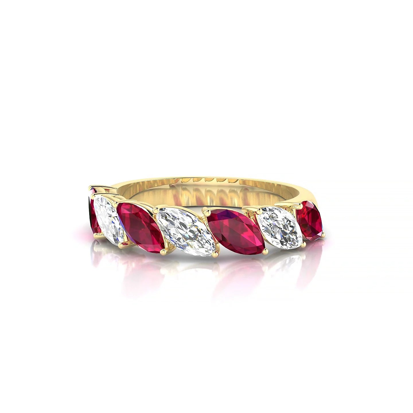Virtue | 18k Yellow Gold 6 x 3 mm Marquise Ruby & Diamond Ring
