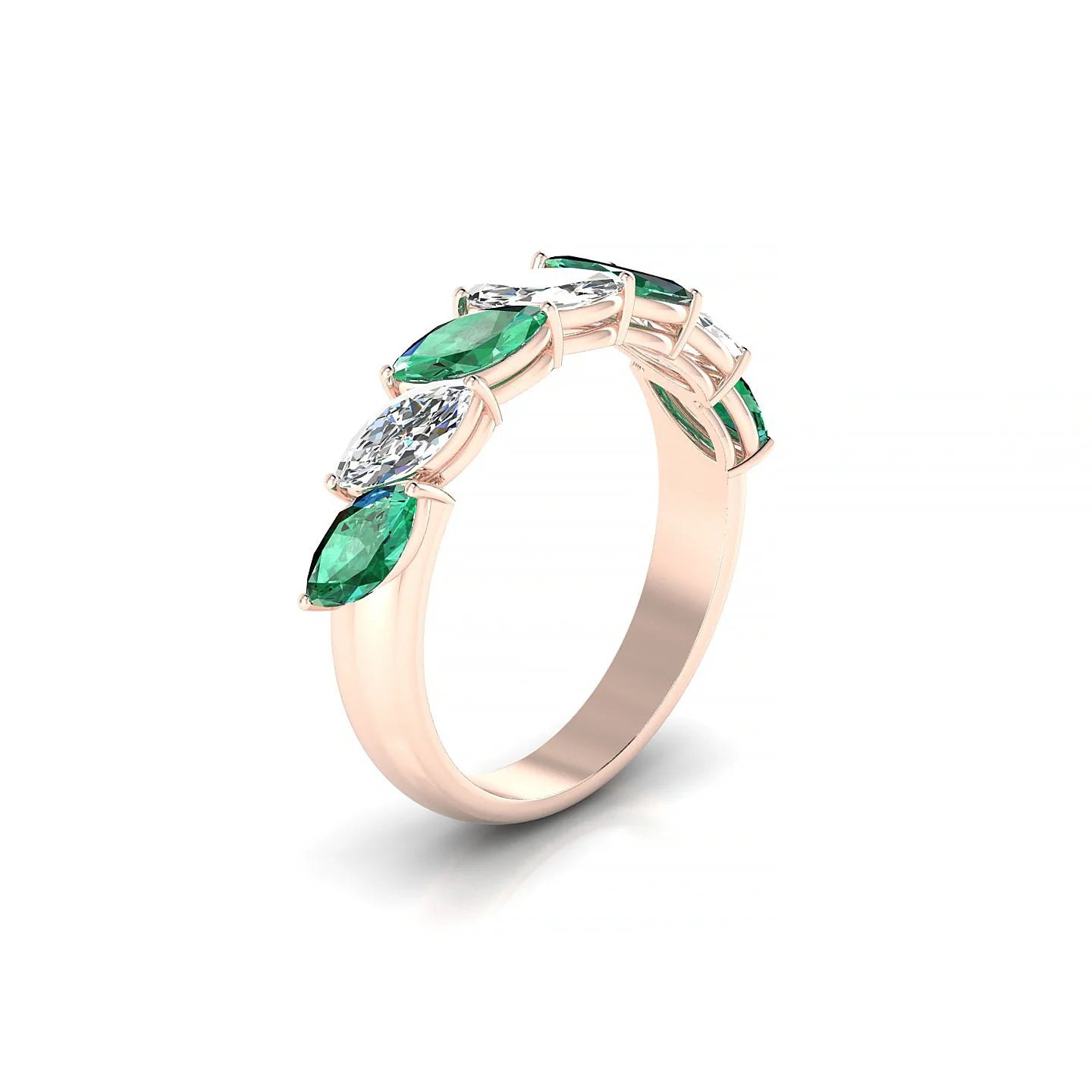 Virtue | 18k Rose Gold 6 x 3 mm Marquise Emerald & Diamond Ring