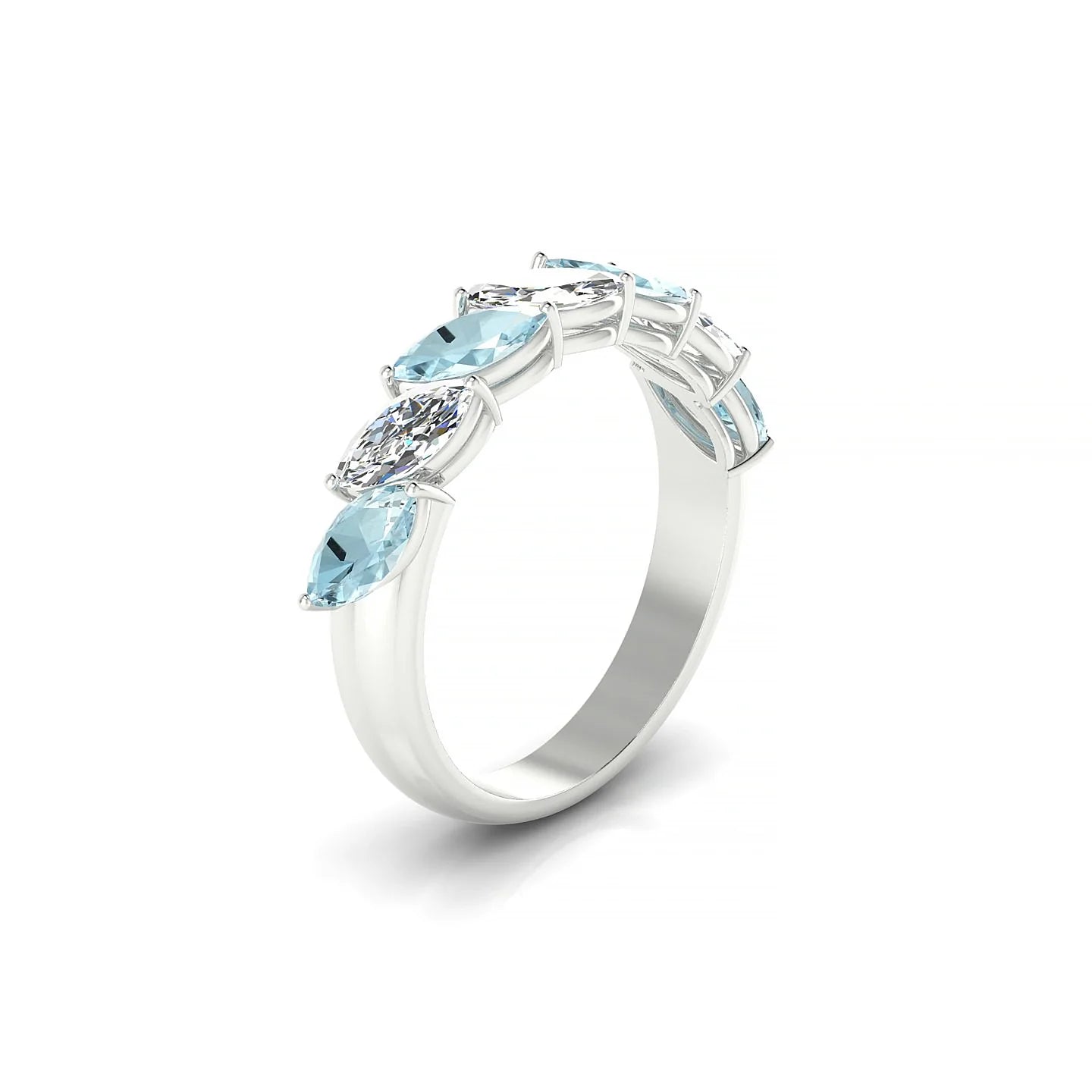 Virtue | 18k White Gold 6 x 3 mm Marquise Aquamarine & Diamond Ring