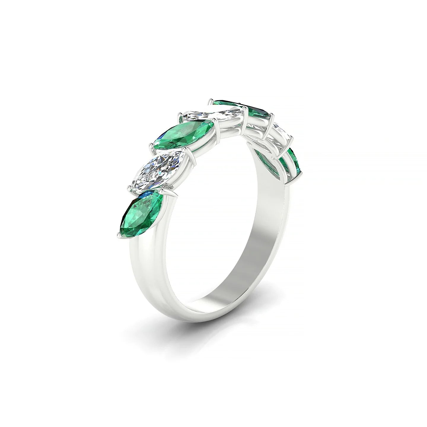 Virtue | 18k White Gold 6 x 3 mm Marquise Emerald & Diamond Ring
