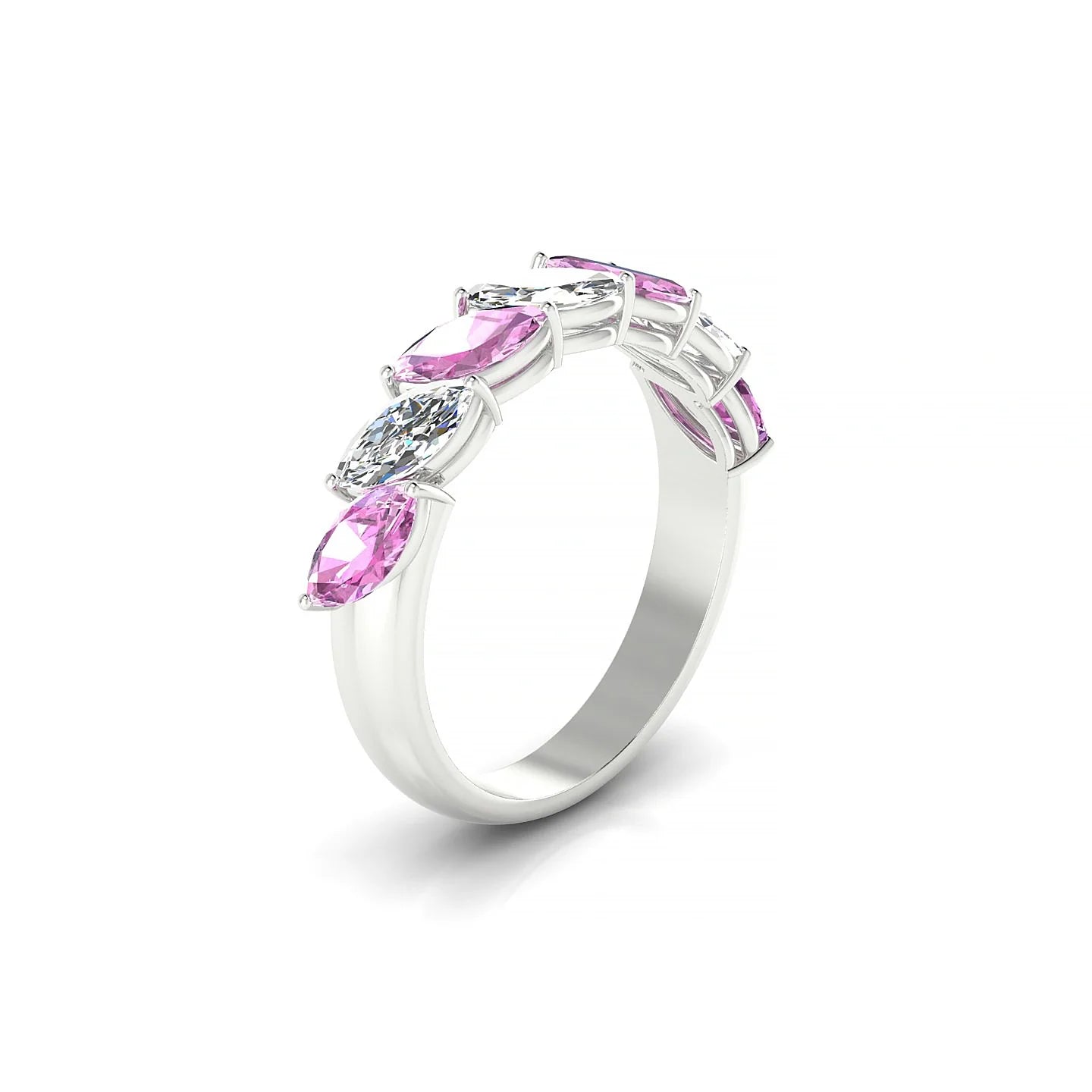 Virtue | 18k White Gold 6 x 3 mm Marquise Pink Sapphire & Diamond Ring