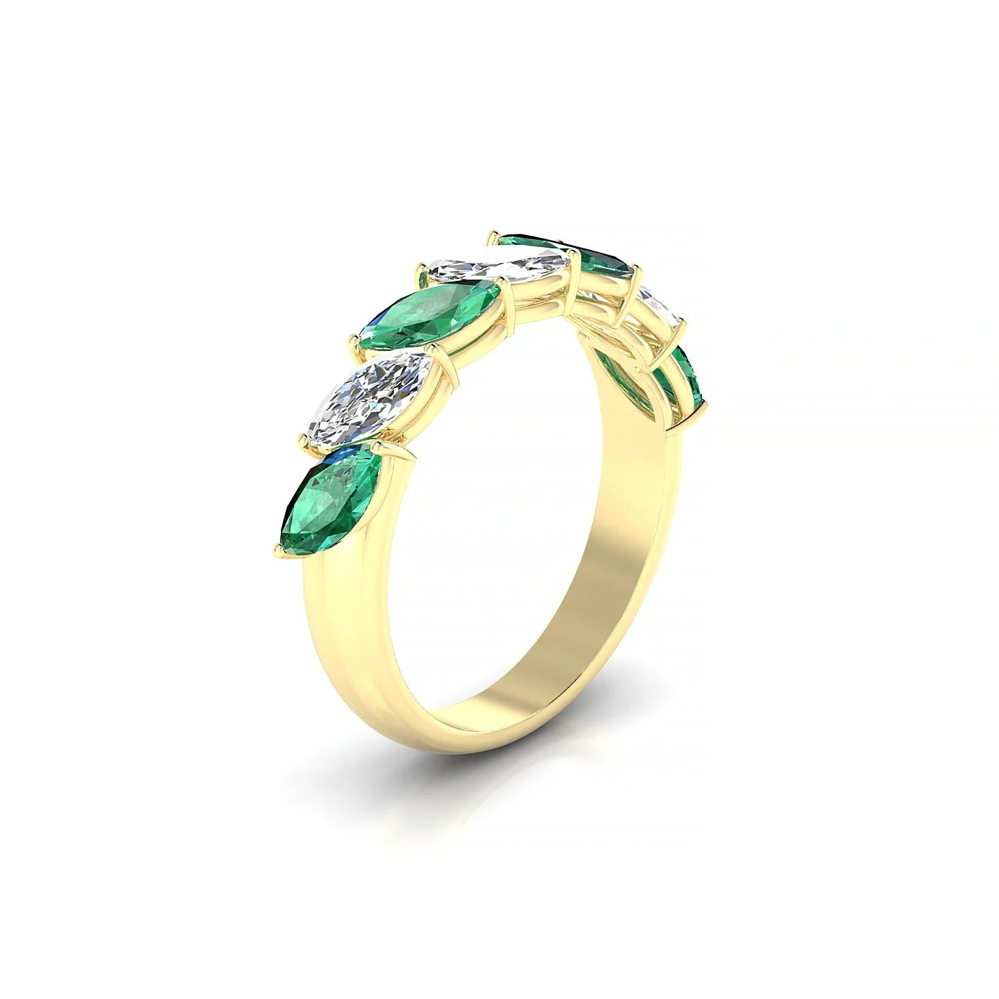 Virtue | 18k Yellow Gold 6 x 3 mm Marquise Emerald & Diamond Ring