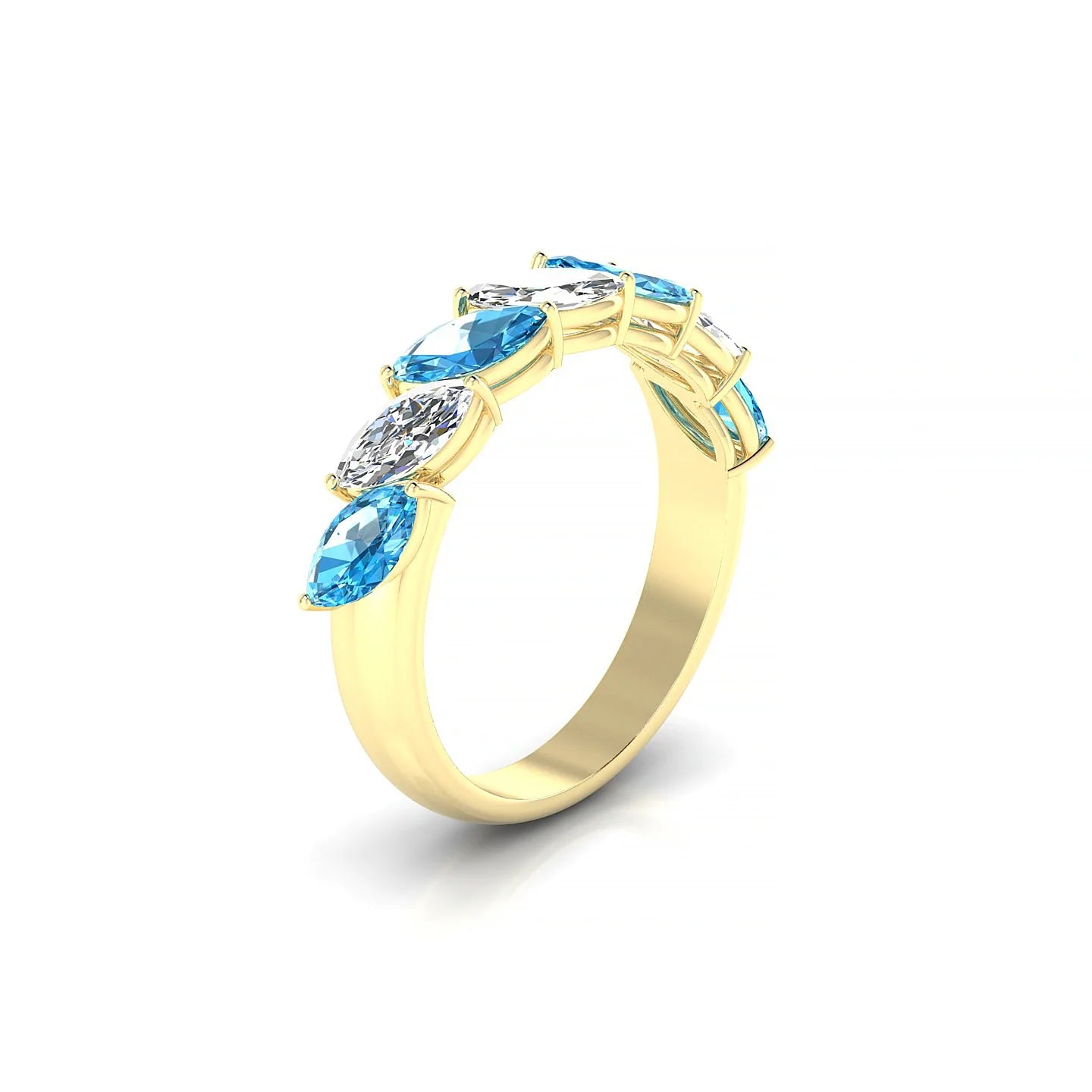 Virtue | 18k Yellow Gold 6 x 3 mm Marquise Topaz & Diamond Ring