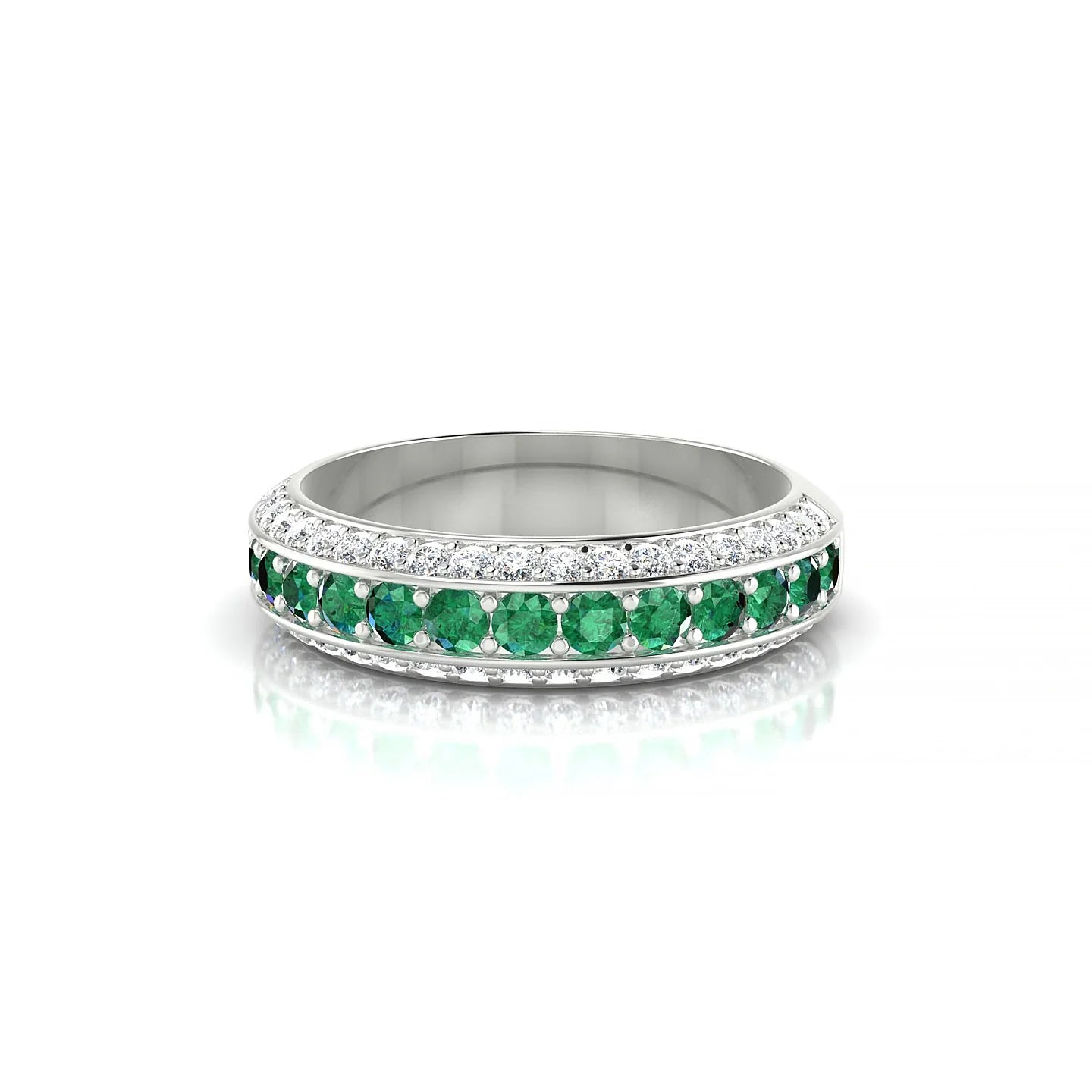 Vista | 18k White Gold 2 mm Round Emerald Ring