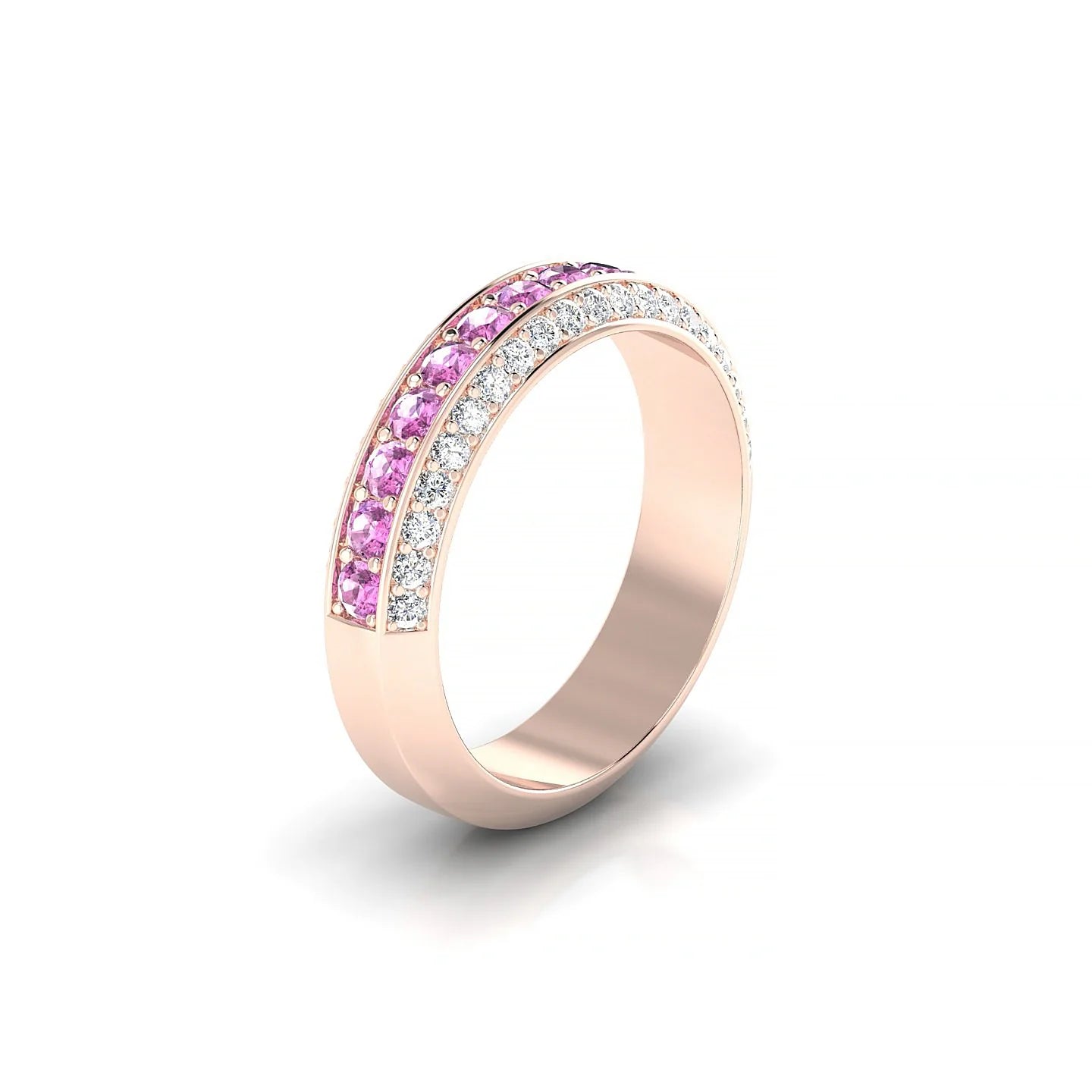 Vista | 18k Rose Gold 2 mm Round Pink Sapphire Ring