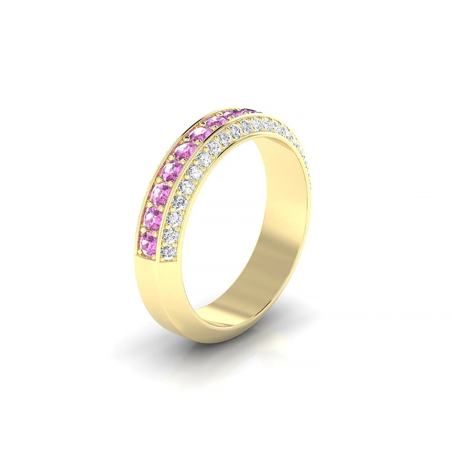 Vista | 18k Yellow Gold 2 mm Round Pink Sapphire Ring