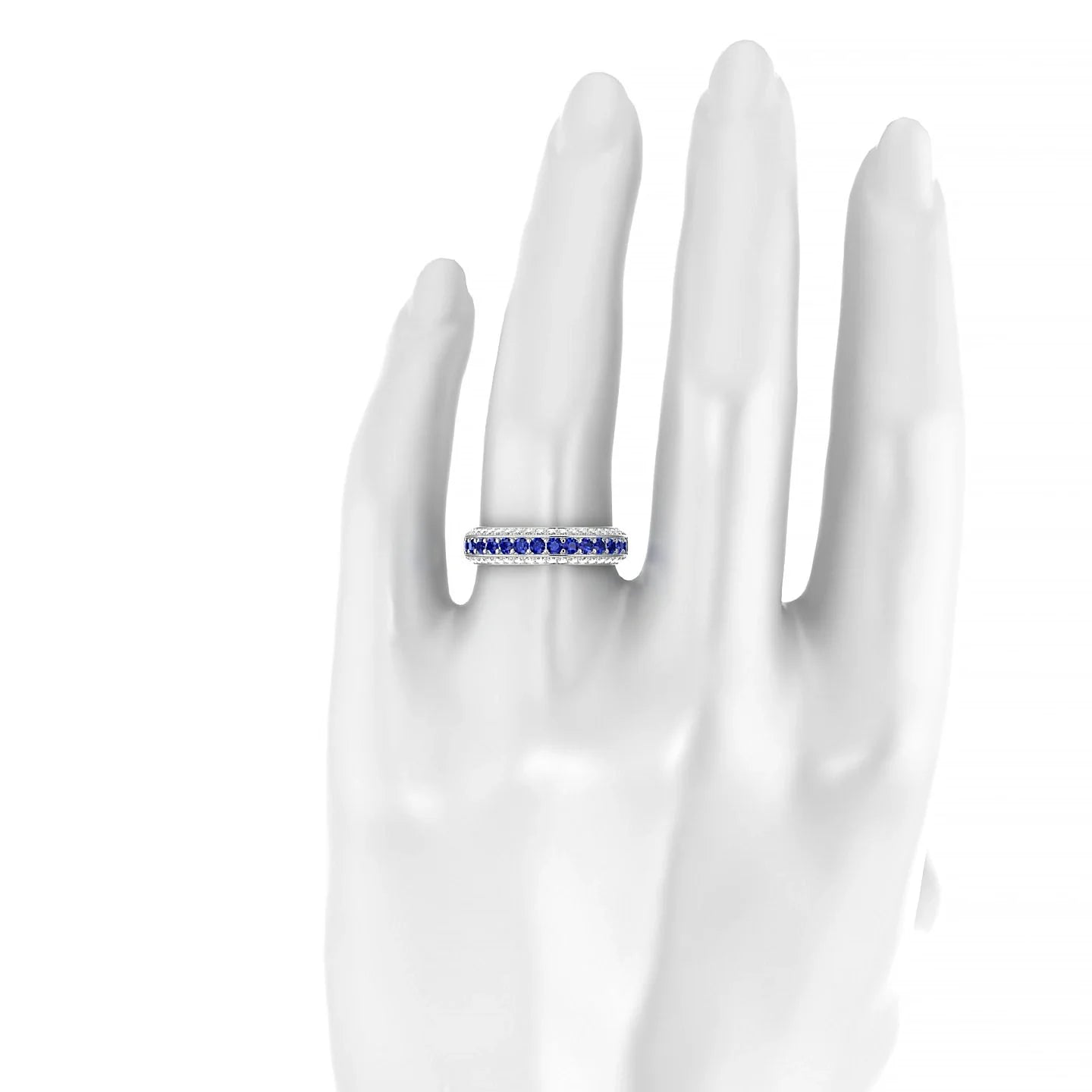 Vista | 18k White Gold 2 mm Round Sapphire Ring