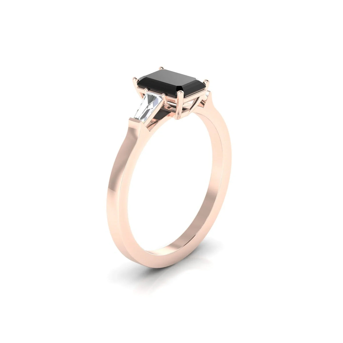 Vow | 18k Rose Gold 7 x 5 mm Emerald Black Diamond Ring