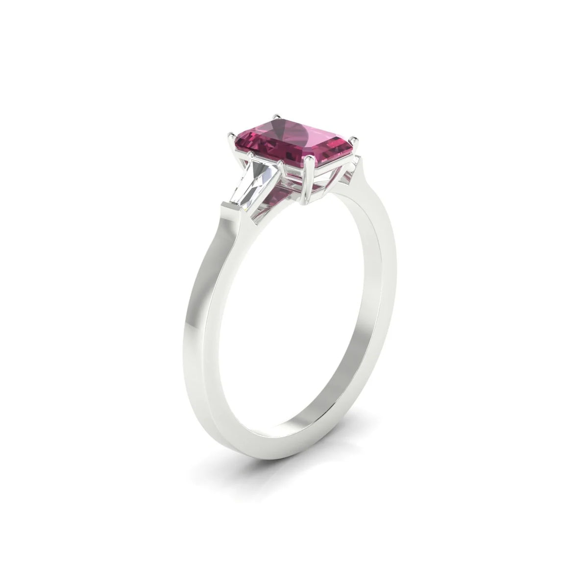 Vow | 18k White Gold 7 x 5 mm Emerald Rhodolite Ring