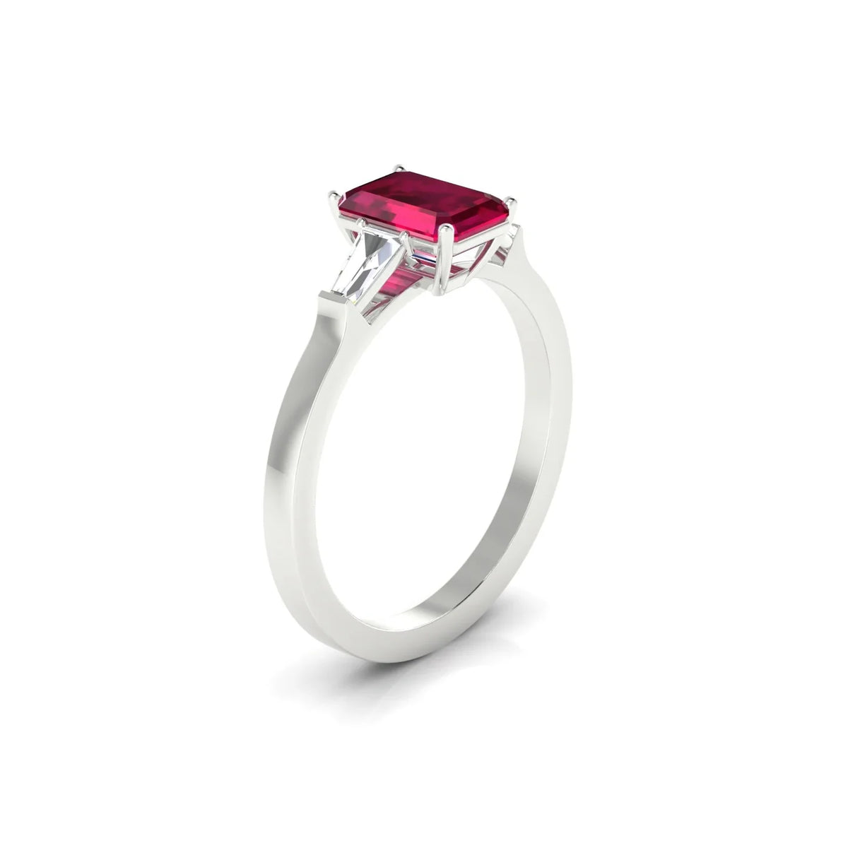 Vow | 18k White Gold 7 x 5 mm Emerald Ruby Ring