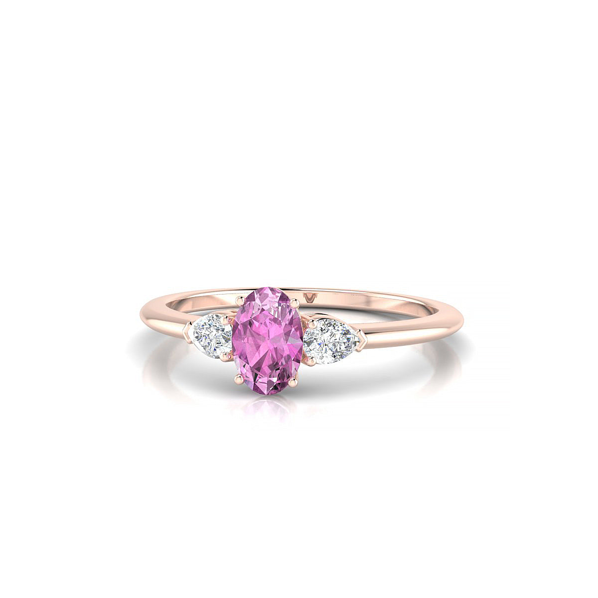 Water | 18k Rose Gold 6 x 4 mm Oval Pink Sapphire Ring