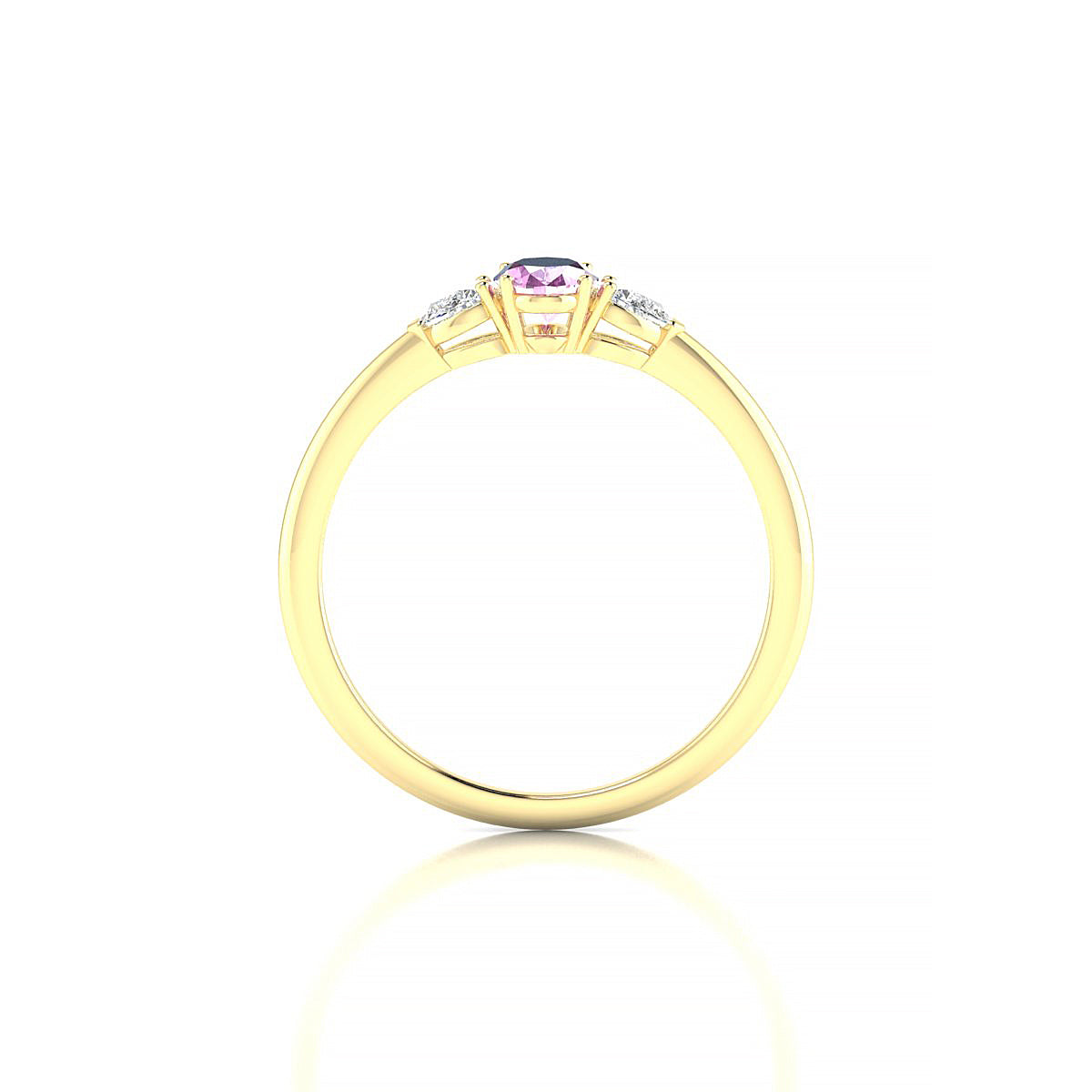 Water | 18k Yellow Gold 6 x 4 mm Oval Pink Sapphire Ring