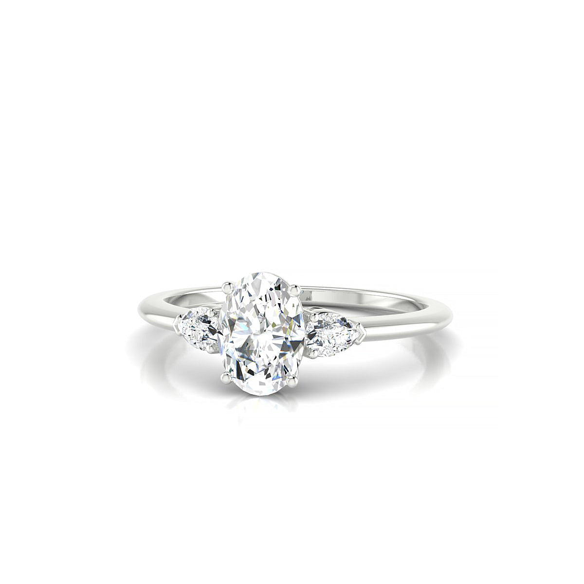 Water | 18k White Gold 7 x 5 mm Oval Diamond Ring
