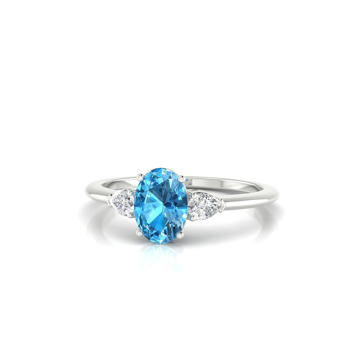 Water | 18k White Gold 7 x 5 mm Oval Topaz Ring