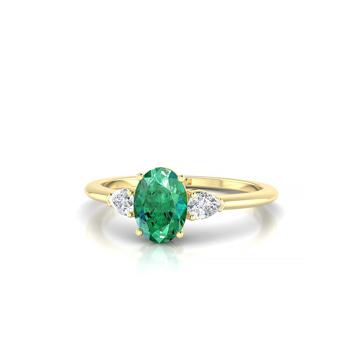 Water | 18k Yellow Gold 7 x 5 mm Oval Emerald Ring